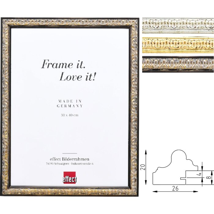 Effect Dřevěný fotorámeček Profil 86 Barokní - stříbrný, zlatý, černý