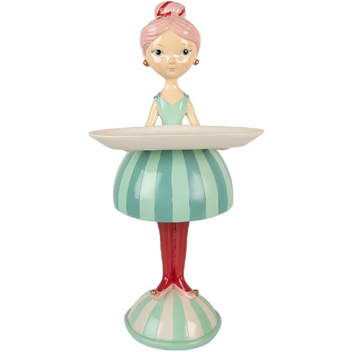 Clayre & Eef Dekorace dítě s miskou 18x16x38 cm modrá/bílá