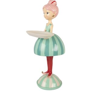 Clayre & Eef Dekorace dítě s miskou 18x16x38 cm modrá/bílá