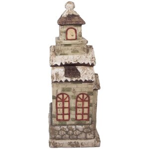 Clayre & Eef Dekorační domeček 36x30x80 cm zelený/béžový