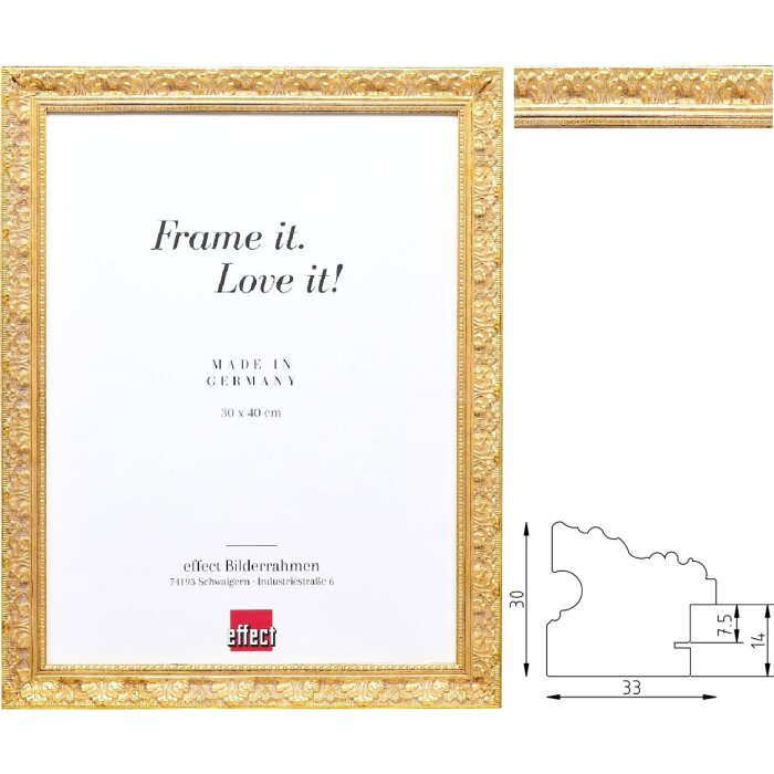 Effect Dřevěné Zrcadlo Zlaté – Profil 75 Barokní Styl