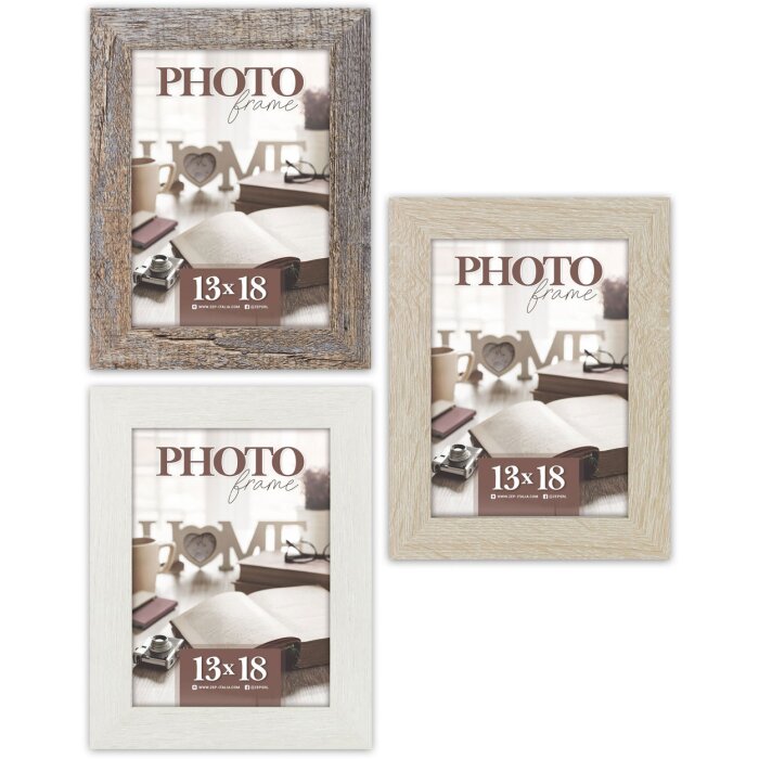 ZEP Dřevěný fotorámeček Renton – šedá/bílá/přírodní