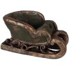 Clayre & Eef Vánoční saně retro zelené hnědé 35x23x21 cm