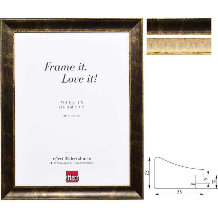 Effect Dřevěný barokní rám profil 68, černá nebo béžová, 3,6 cm