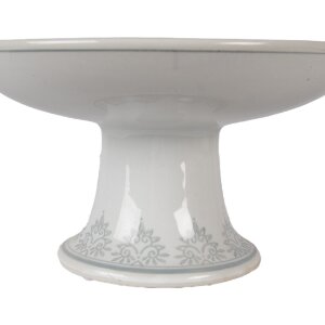 Clayre & Eef Deska na dorty Ø 21x11 cm, porcelán bílý zelený, vintage styl