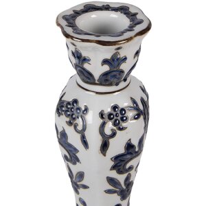 Clayre & Eef svícen porcelán bílo-modrý Ø 11x21 cm