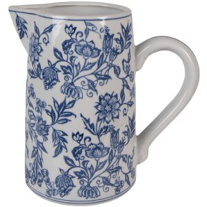 Clayre & Eef dekorativní keramická kana bílo-modrá 21x13x21 cm