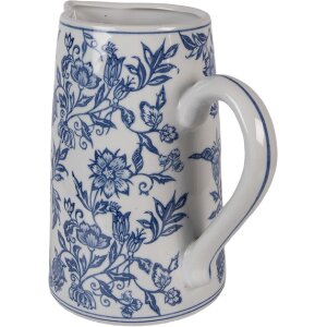 Clayre & Eef dekorativní keramická kana bílo-modrá 21x13x21 cm