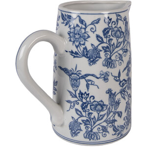 Clayre & Eef dekorativní keramická kana bílo-modrá 21x13x21 cm