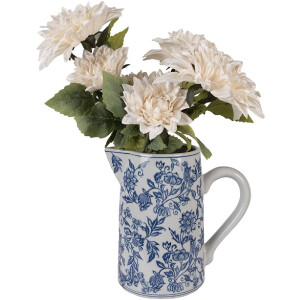 Clayre & Eef dekorativní keramická kana bílo-modrá 21x13x21 cm