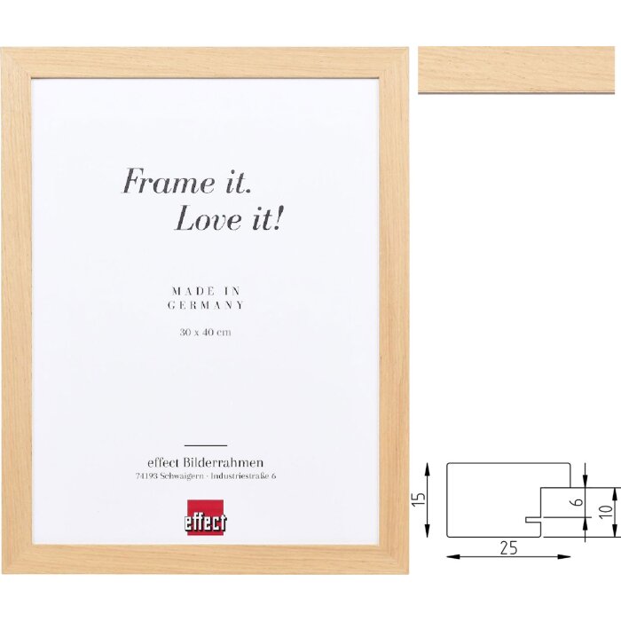 Effect Dřevěný rámeček Profil 71 Ořech – Masivní rámeček s klasickým štípem a mnoha formáty