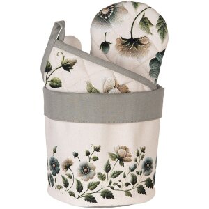 Clayre & Eef Kruh na chléb bežovo-zelený Ø15x16 cm