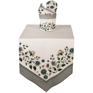 Clayre & Eef Kruh na chléb bežovo-zelený Ø15x16 cm