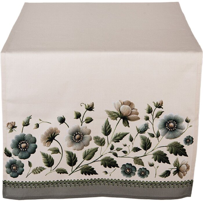 Clayre & Eef Stolní potah 50x140 cm Bežovo-zelený