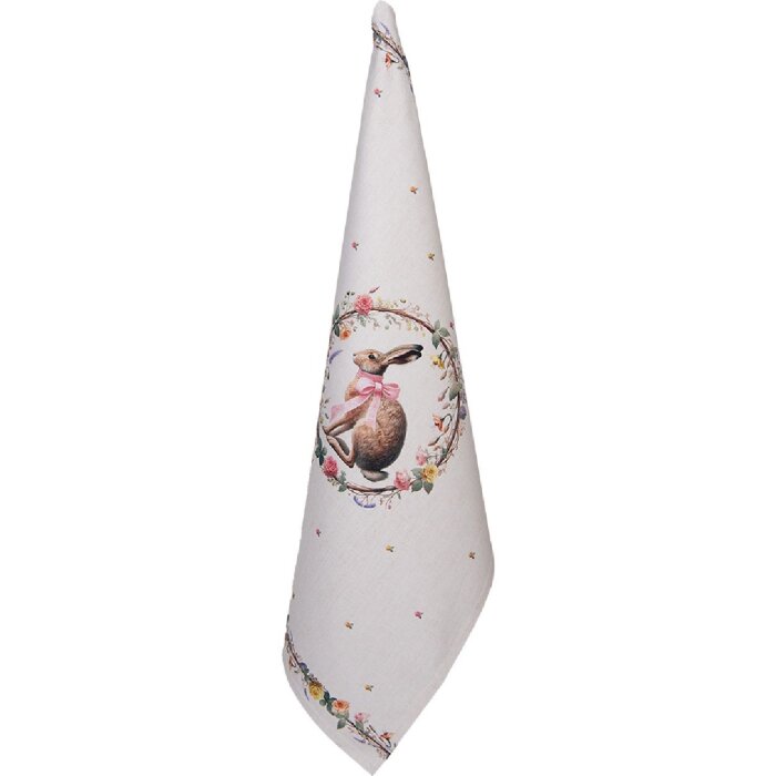 Clayre & Eef Kuchyňský ručník 50x70 cm béžovo-hnědý bavlněný