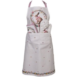 Clayre & Eef Přehoz na mísa s králíkem a květinovým věncem 20x20 cm