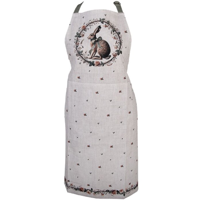 Clayre & Eef kuchyňská zástěra 70x85 cm bežová-břidlicová