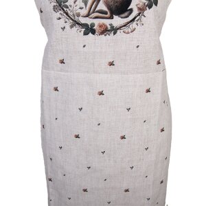 Clayre & Eef kuchyňská zástěra 70x85 cm bežová-břidlicová