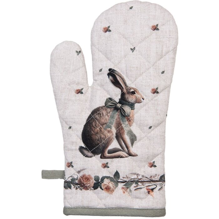 Clayre & Eef rukavice na sporák 18x30 cm béžovo-hnědá