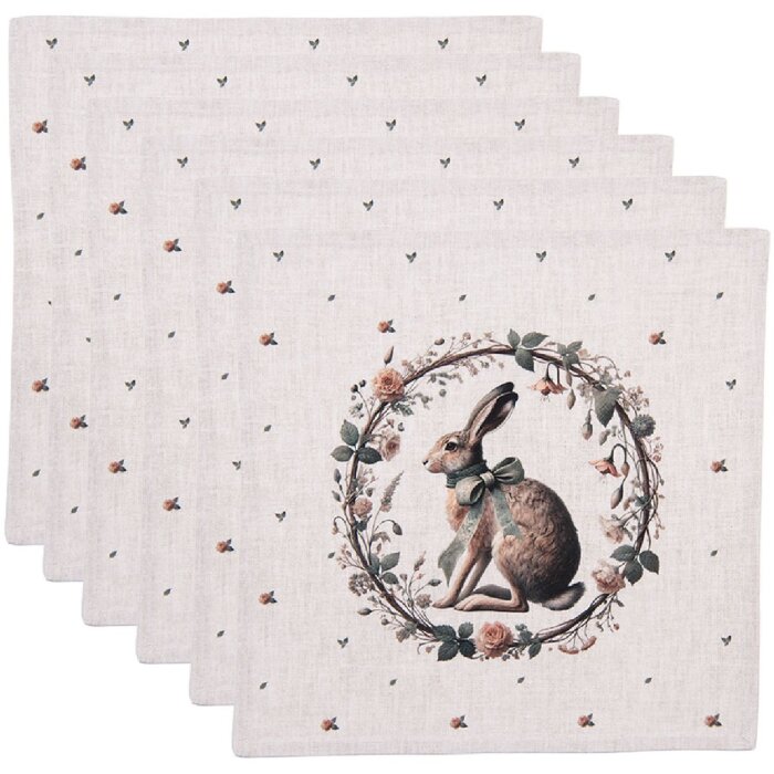 Clayre & Eef Krabičky na ubrousky 6 ks béžové hnědé 40x40 cm