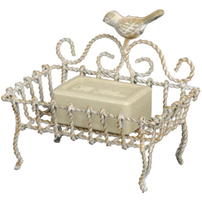 Clayre & Eef BIRD Seifenschale nostalgisch, Eisen, ca. 14,5 x 9,5 x 6,5 cm