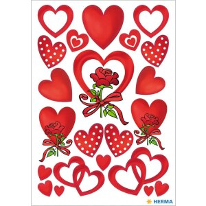 HERMA Sticker Schmucketiketten Herzen Rosen 3 Blatt 8,4 x...