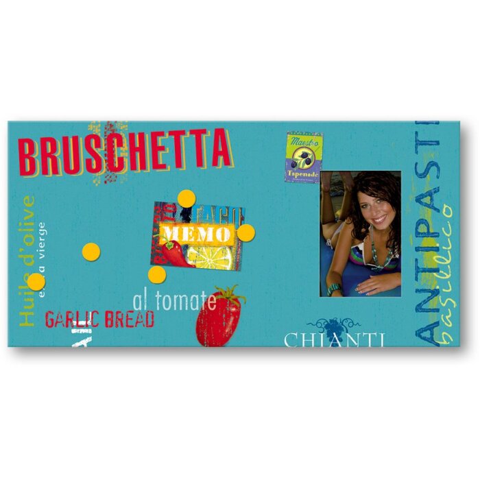 Dřevěný fotorámeček Bruschetta s magnety na recepty