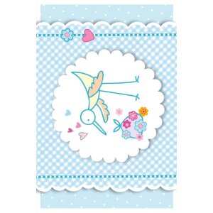 Artebene Karte Storch-Baby-blau-Glitter
