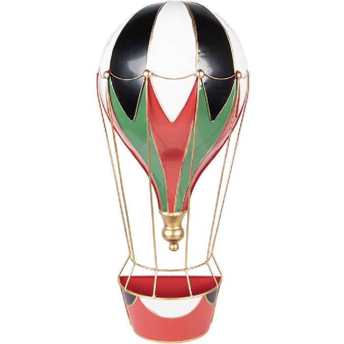 Clayre & Eef Víceúčelový balón na horký vzduch červenobílý 26x14x62 cm