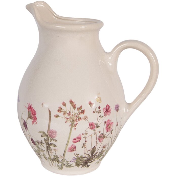 Clayre & Eef dekorativní konvice béžová růžová 21x16x25 cm