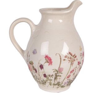 Clayre & Eef dekorativní konvice béžová růžová 21x16x25 cm