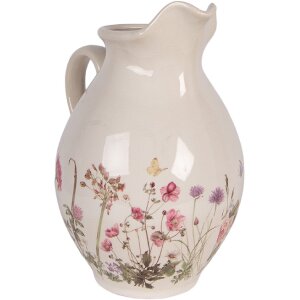 Clayre & Eef dekorativní konvice béžová růžová 21x16x25 cm