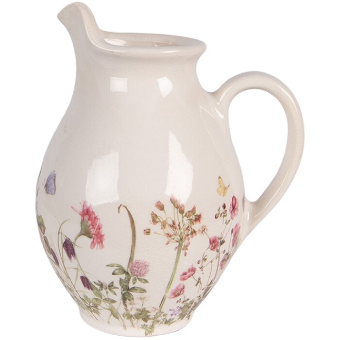 Clayre & Eef Dekorativní keramická konvole béžově-růžová 16x12x19 cm