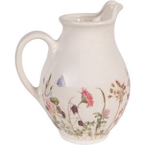 Clayre & Eef Dekorativní keramická konvole béžově-růžová 16x12x19 cm