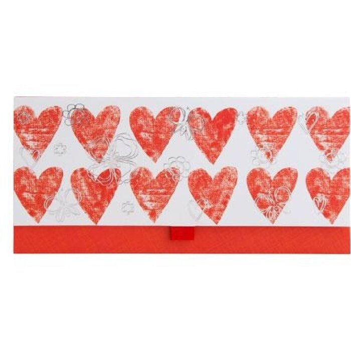 Artebene Geldumschlag Herzen-rot-silber 23x11cm