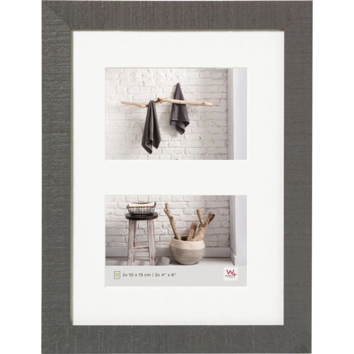 Dřevěný rám Walther Home 2 fotografie 10x15 cm šedý