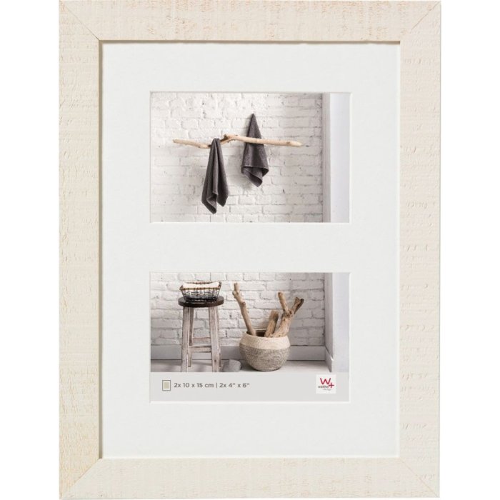 Dřevěný rám galerie Walther HOME krémově bílý 2 fotografie 10x15 cm