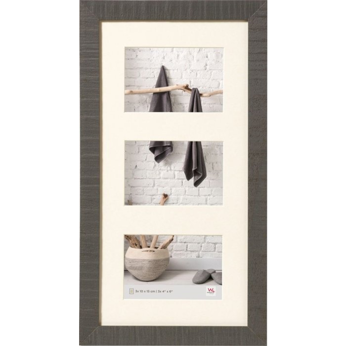 Walther HOME galerie dřevěný rám na 3 fotografie 10x15 cm šedý