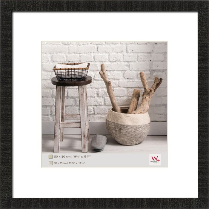 Dřevěný rám Walther HOME 50x50 cm černý pasparta 35x35 cm hrubé řezané sklo