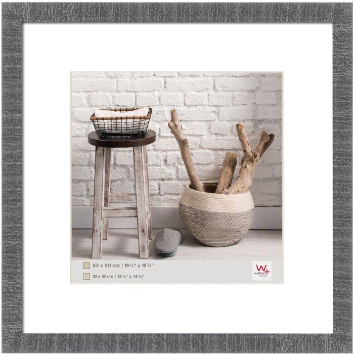 Dřevěný obrazový rám Walther HOME 50x50 cm šedý s paspartou 35x35 cm