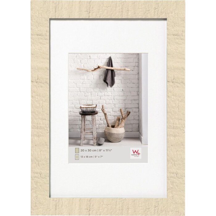 Dřevěný rám Walther Home cream white 18x24 cm passe-partout 13x18 cm