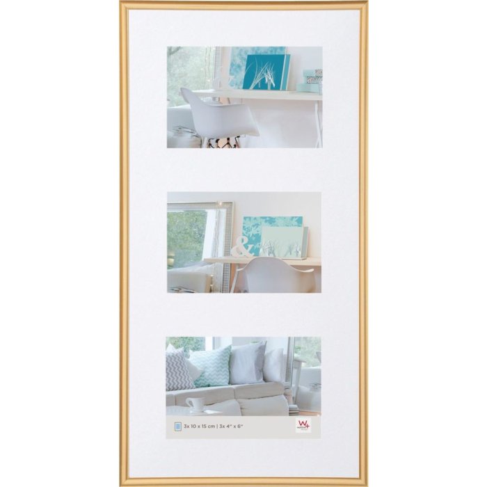Plastový rámeček Walther New Lifestyle 3 fotografie 10x15 cm zlatý