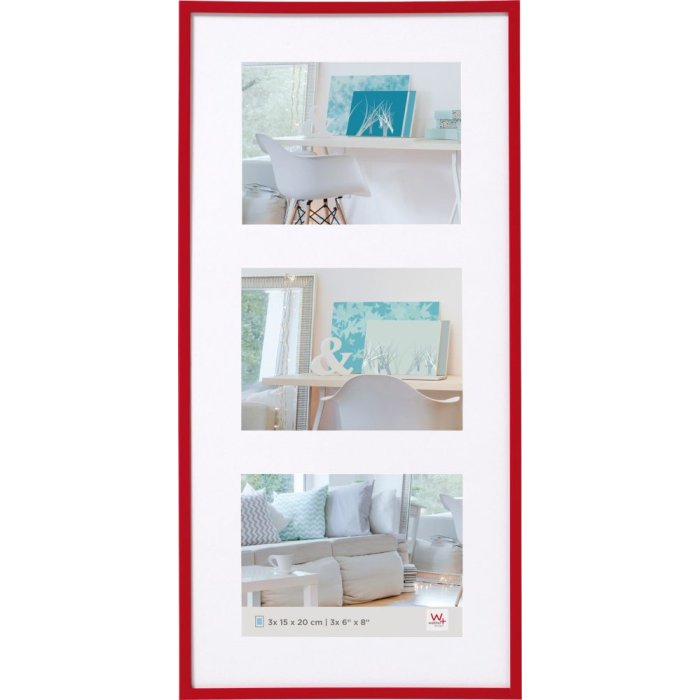 Plastový rámeček Walther New Lifestyle červený 3 fotografie 10x15 cm