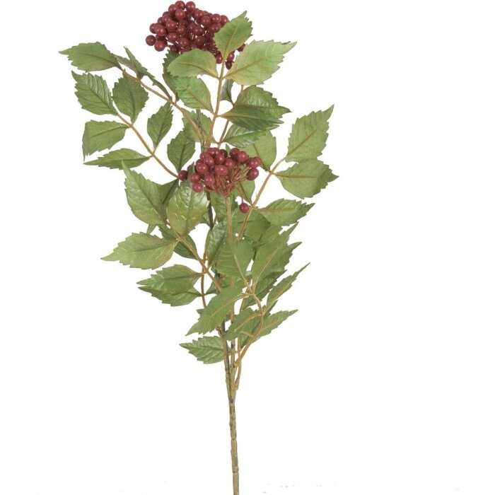Dekorativní větvička s bobulemi červená 74 cm