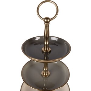 Clayre & Eef polička Ø 18x35 cm bežovo-zlatá 3 pohledy ocel