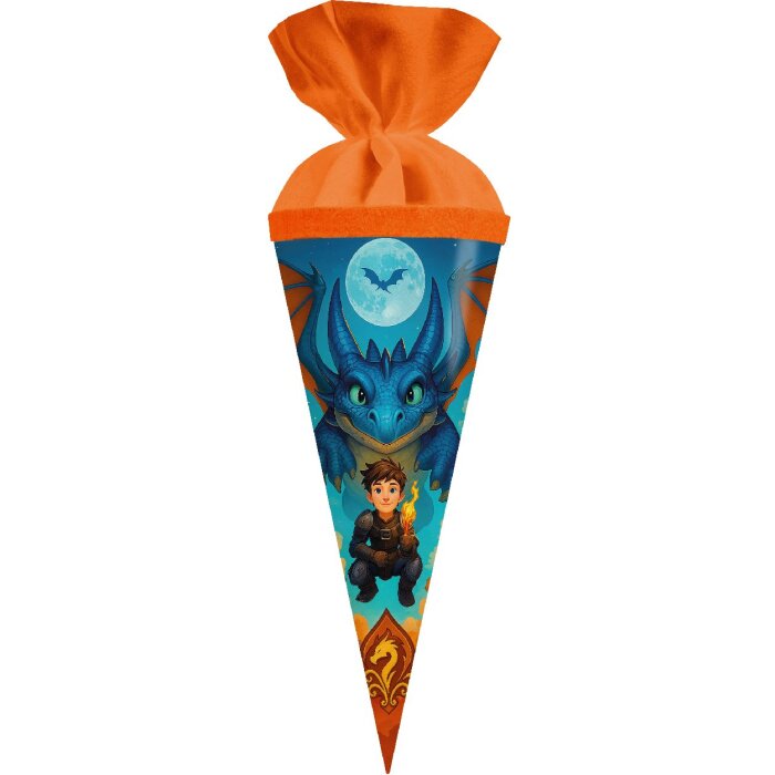 Goldbuch Drakoní přítel 50 cm kulatá taška z lakovaného kartonu s vlněným uzávěrem