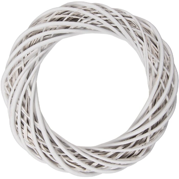 Clayre & Eef Dekorativní věnec z ratanu bílý Ø 40x7 cm