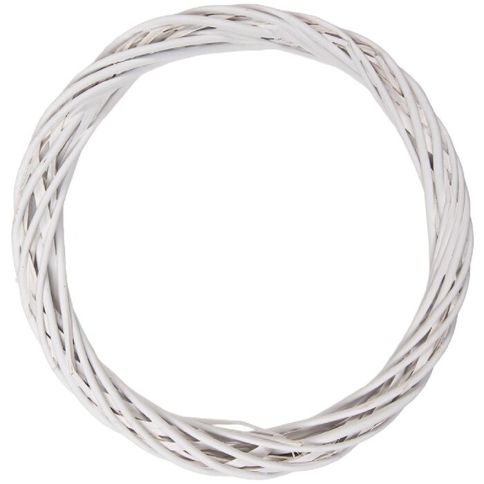 Clayre & Eef Vánoční věnec z rattanu bílý Ø 40 cm