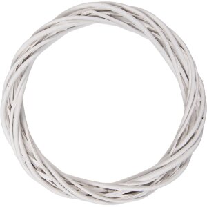 Clayre & Eef Vánoční věnec z rattanu bílý Ø 30x4 cm