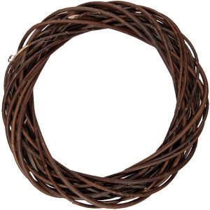 Clayre & Eef Vánoční ratanový věnec hnědý Ø 40x7 cm